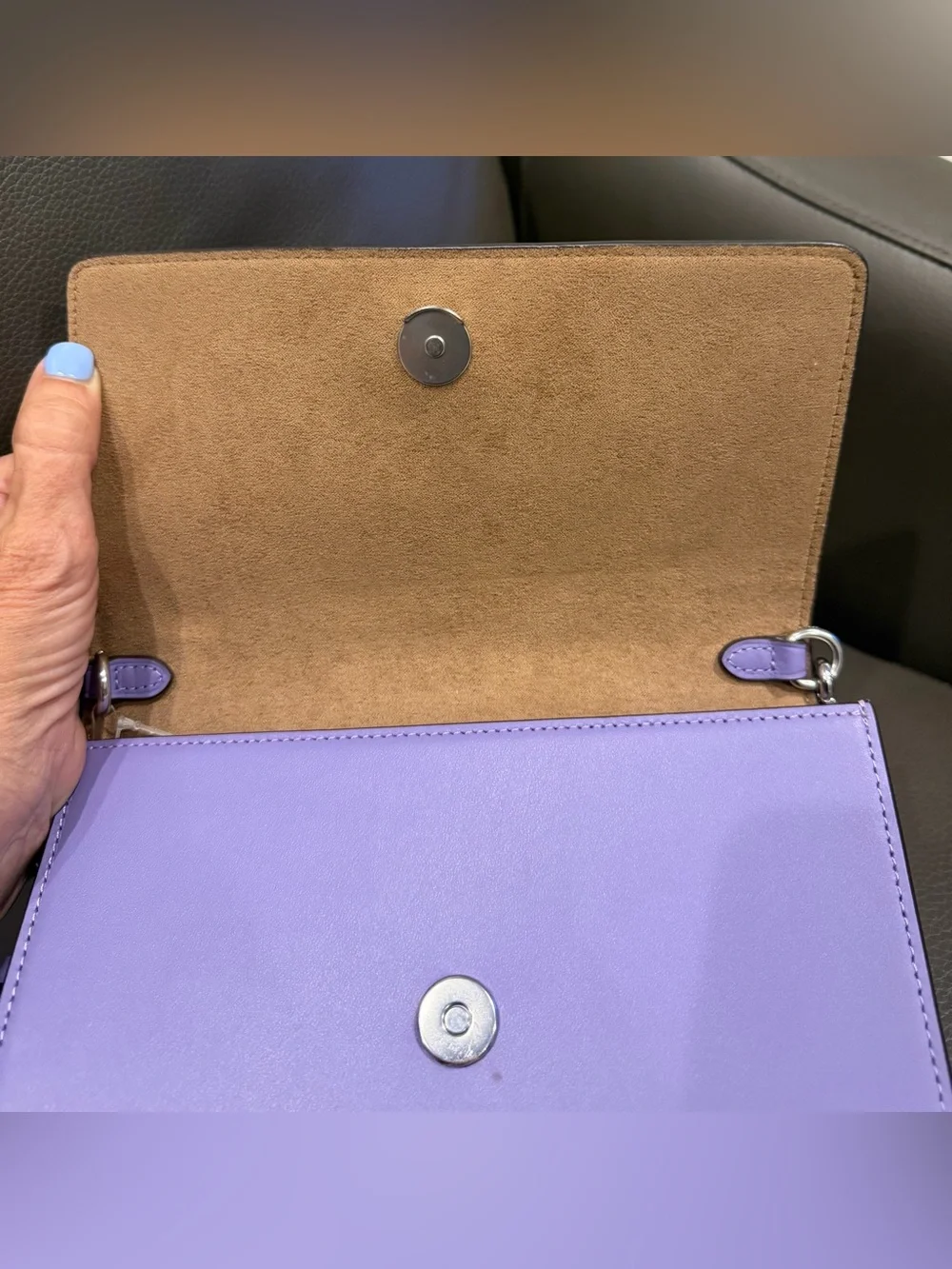 Coach New CP034 Small Flap Clutch Crossbody Bag Light Violet Leather NWT $298